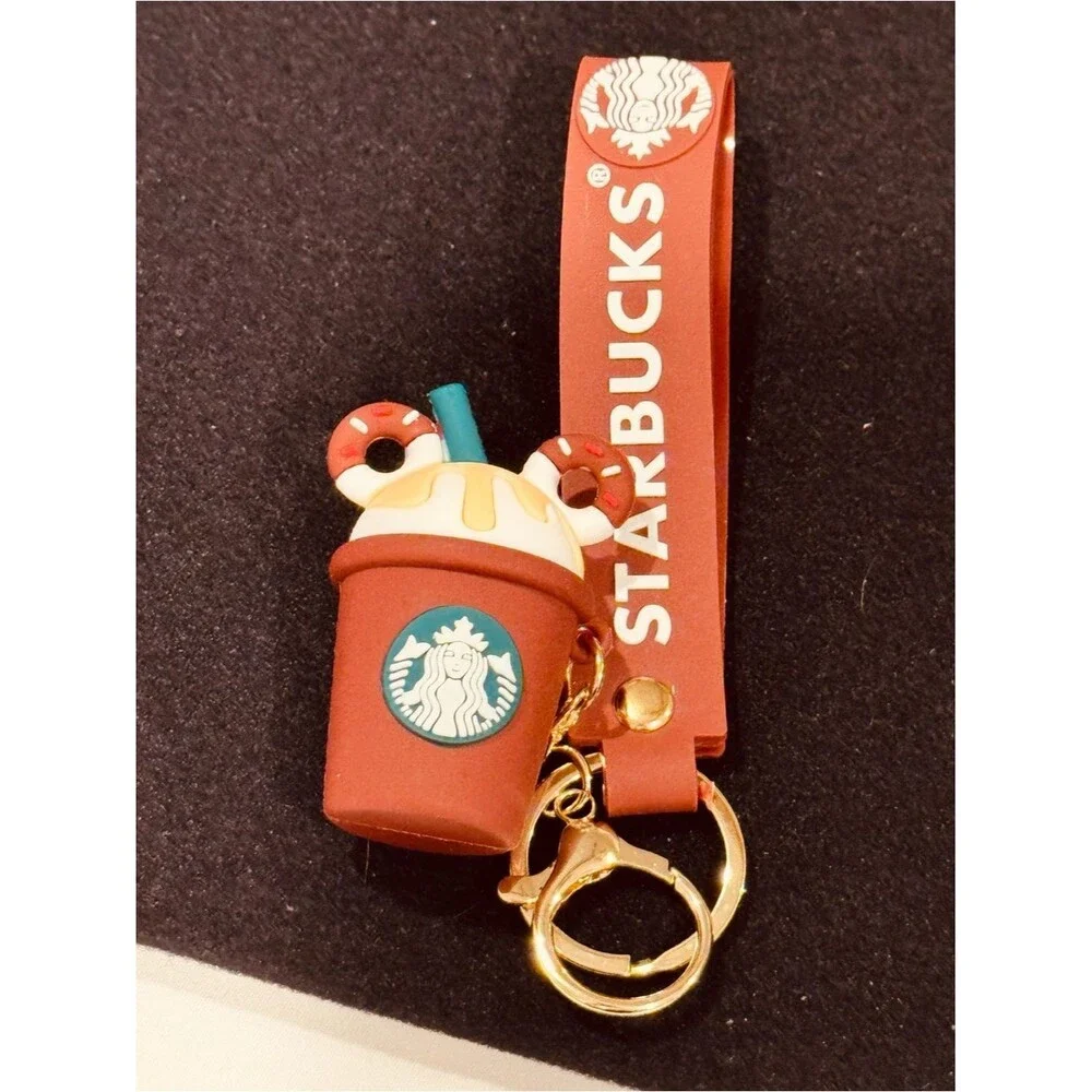 3D Mouse Donut Coffee Cup Keychain Bag Charm Silicone Wristlet Strap Gift NIP